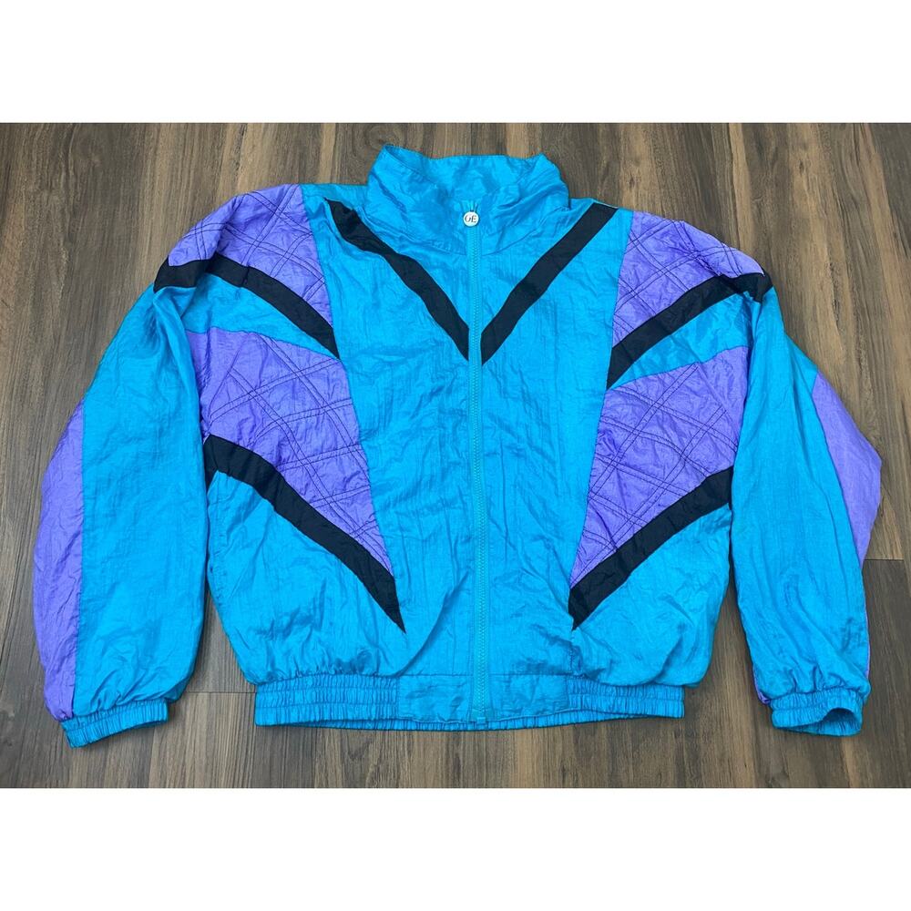 VTG 90s Olympic Exposure Charlotte Hornets geometric windbreaker track jacket M